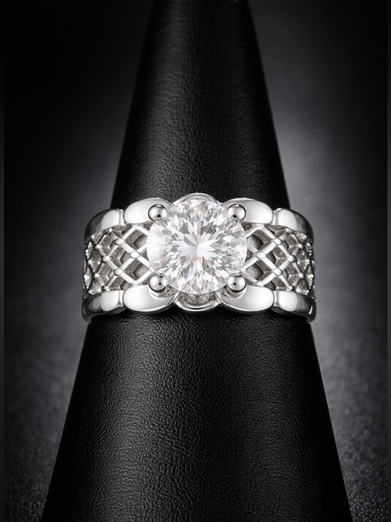 Seta Jewelry - SETA 925 Sterling Silver Basket Weave CZ Ring Size 8